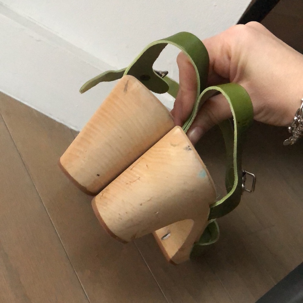 Swedish Hasbeens Green Heeled Sandals - Picture 7 of 7